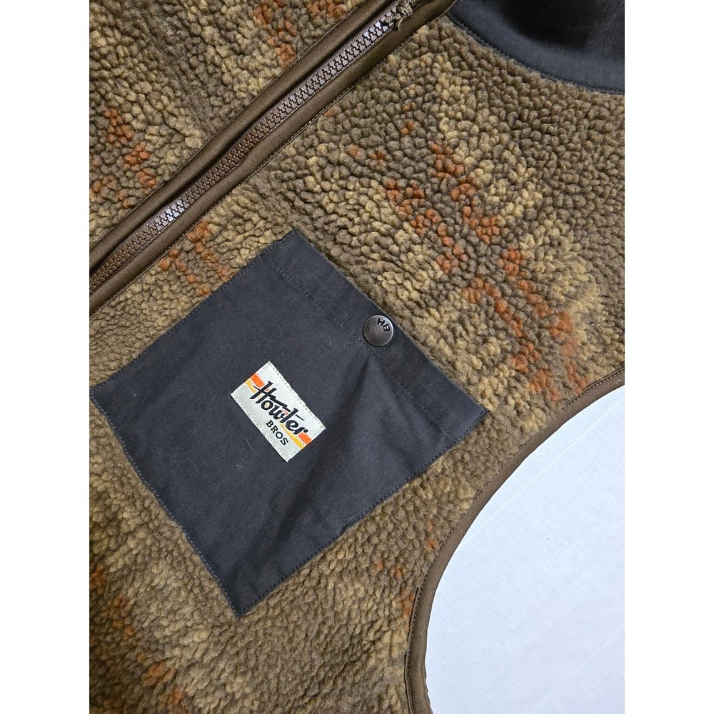 Howler Brothers Chisos Fleece Vest Mens Brown Size Large Full Zip Gilet - Picture 7 of 9
